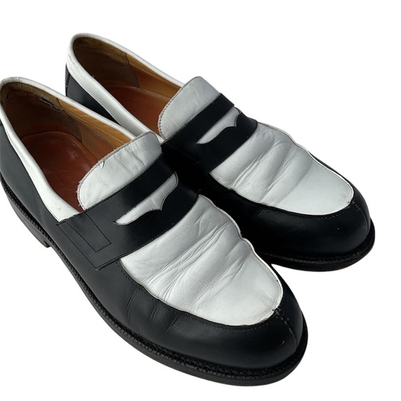 Charles de Batz Other - Charles de Batz Italian Black and White Slip-On Penny Loafers